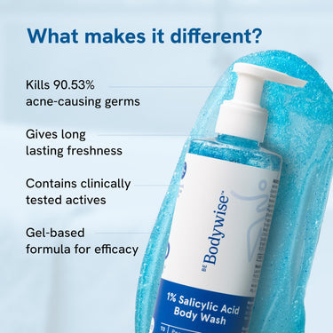 Be Bodywise 1% Salicylic Acid Exfoliating Body Wash Shower Gel 250ml | Prevents Body Acne, Bumpy skin & Deep cleanses | Suitable for All Skin Types.